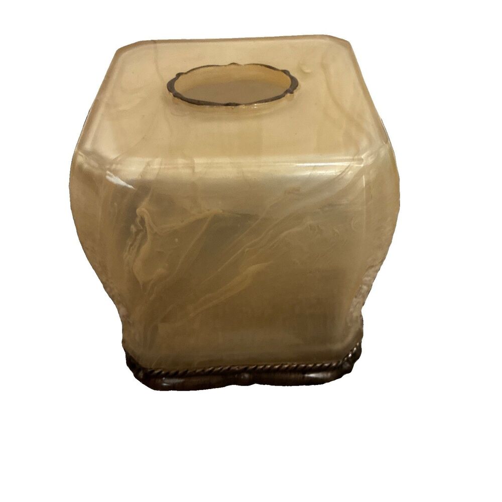 Pearlescent Tissue Cover Holder Cream Gold Swirl MCM Vtg?